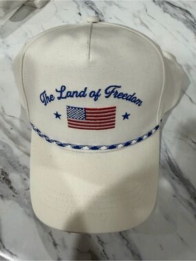 Cream "The Land of Freedom" Embroidered Flag Baseball Cap